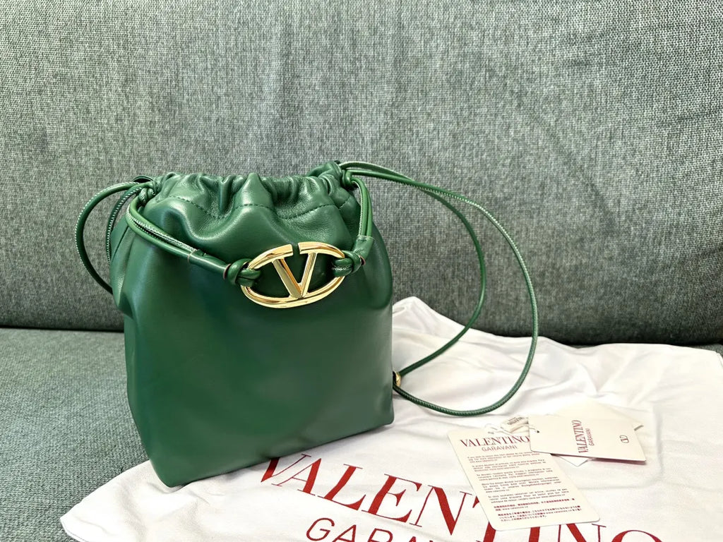 Valentino Green Leather Bucket Bag