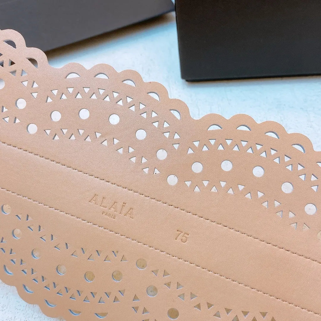 Alaïa Tan Leather Corset Belt - Hình 3