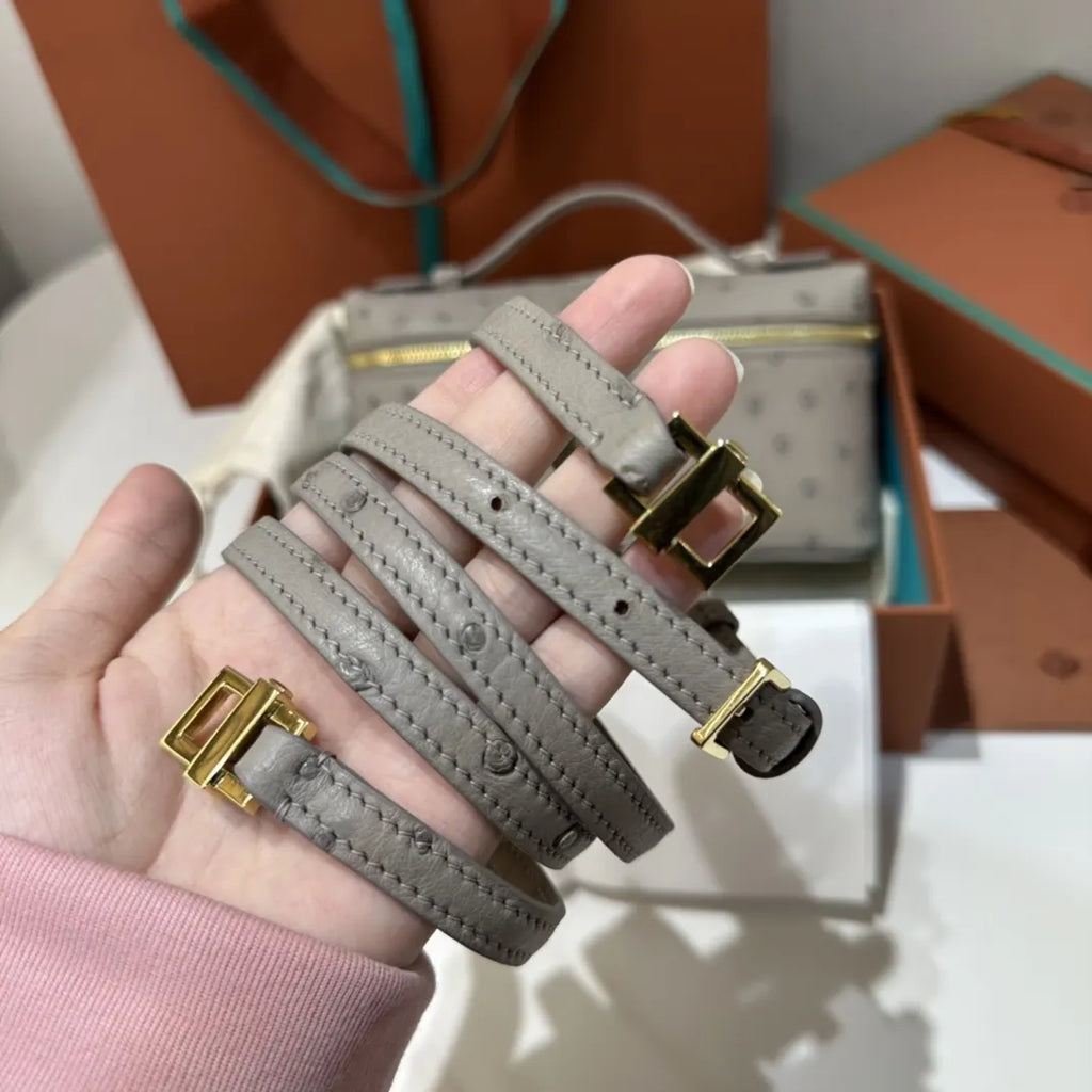 handle Loro Piana Grey Ostrich Vanity - Hình 7