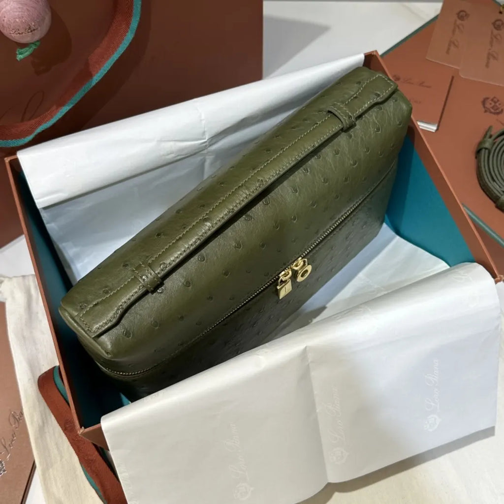 sage Loro Piana Green Ostrich Vanity - Hình 4