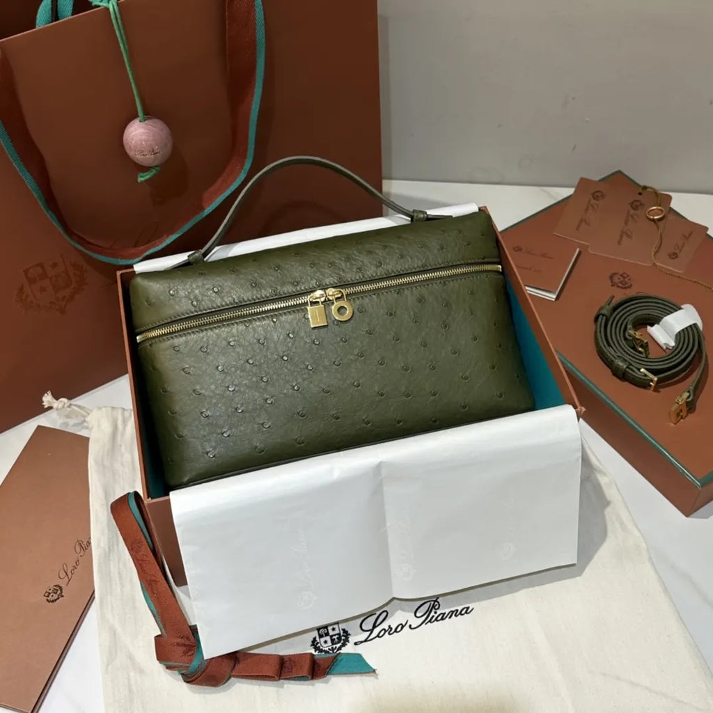 sage Loro Piana Green Ostrich Vanity