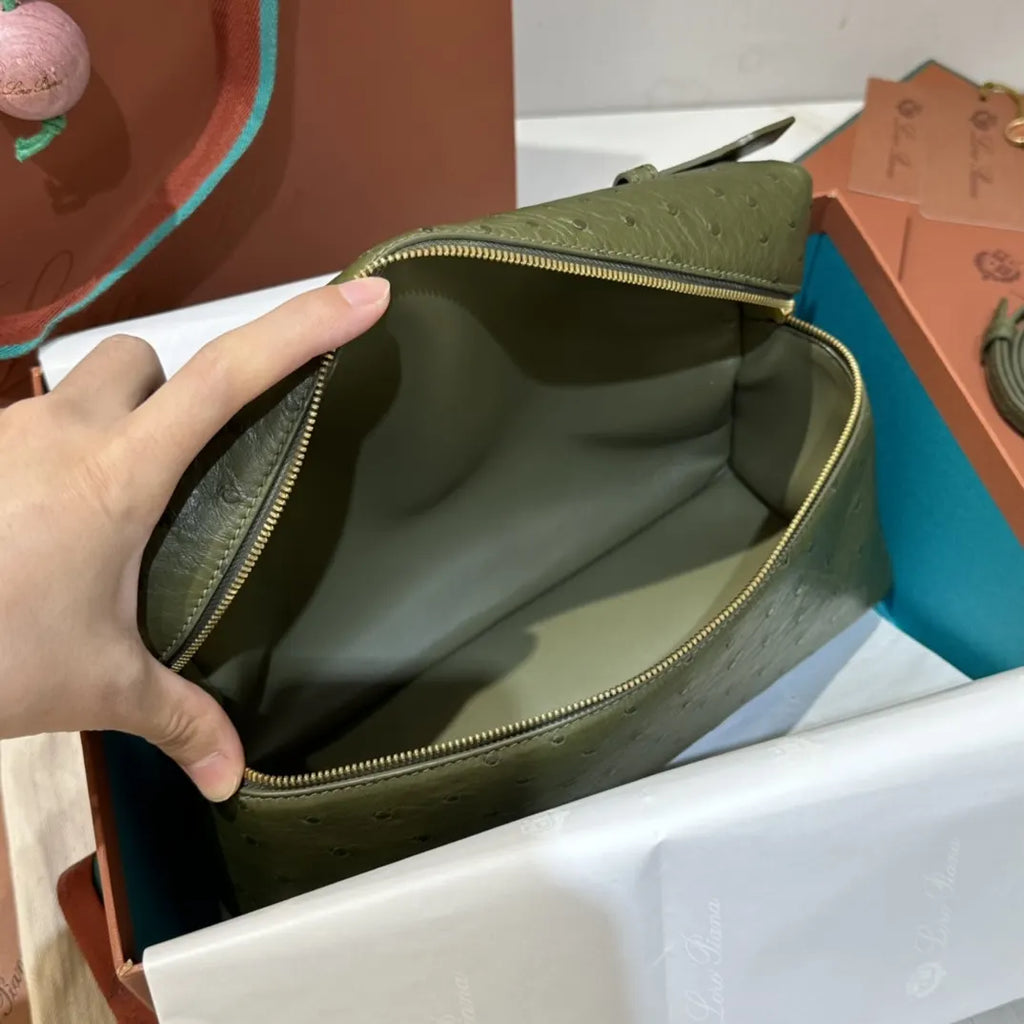 sage Loro Piana Green Ostrich Vanity - Hình 8