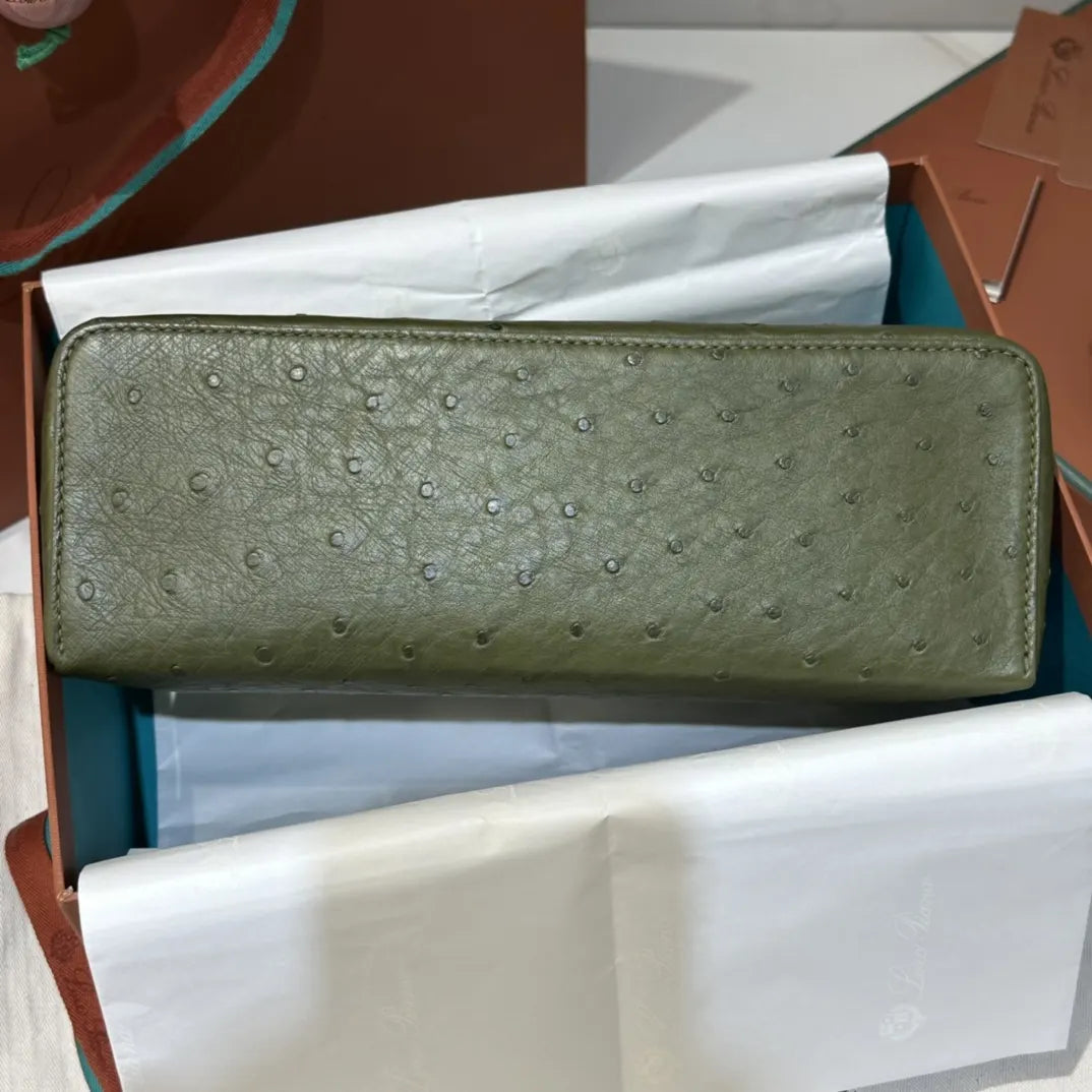 sage Loro Piana Green Ostrich Vanity - Hình 9