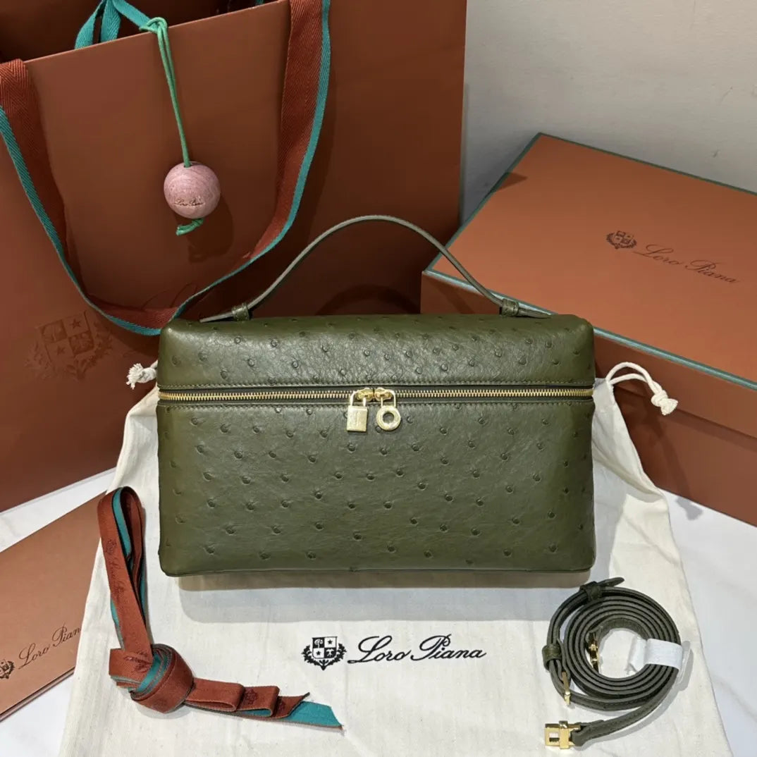 sage Loro Piana Green Ostrich Vanity - Hình 2