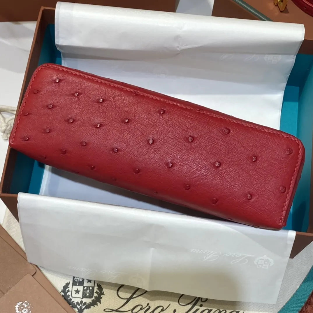 luxurious Loro Piana Scarlet Ostrich Vanity - Hình 7