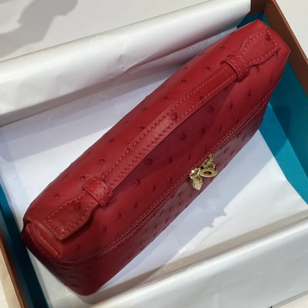 luxurious Loro Piana Scarlet Ostrich Vanity - Hình 6