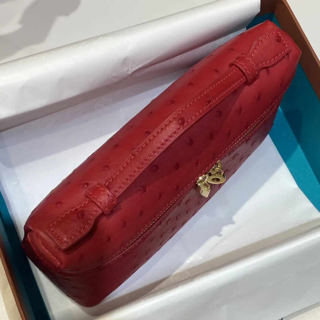 luxurious Loro Piana Scarlet Ostrich Vanity - Hình 6