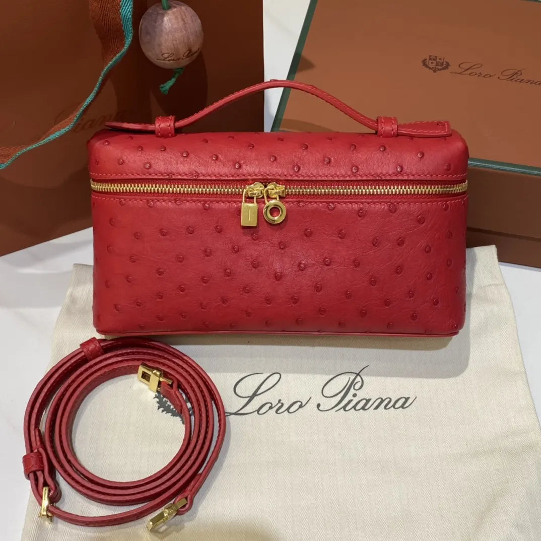 luxurious Loro Piana Scarlet Ostrich Vanity - Hình 2