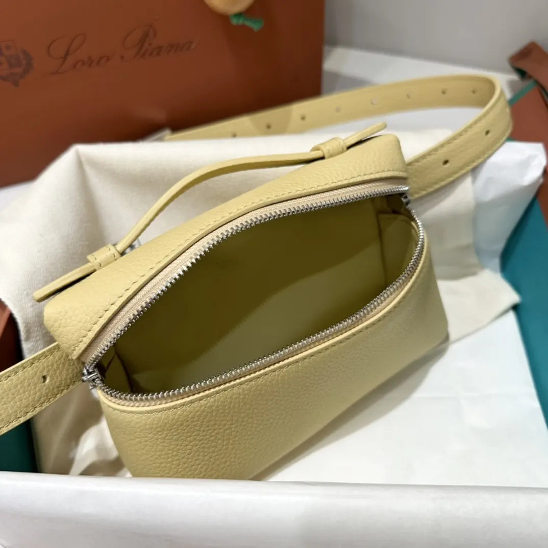 Loro Piana Pale Yellow Leather Belt Bag - Hình 6