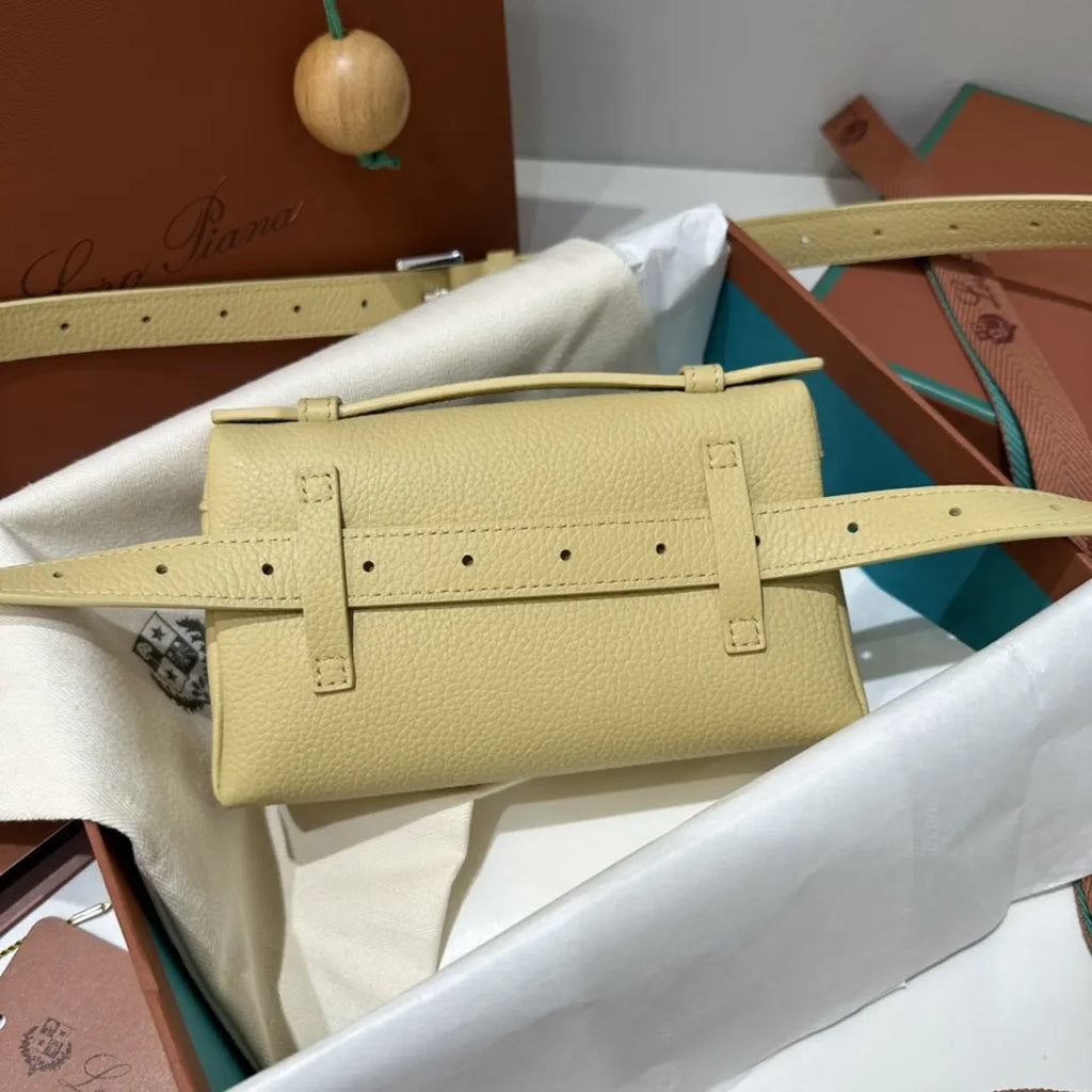 Loro Piana Pale Yellow Leather Belt Bag - Hình 2