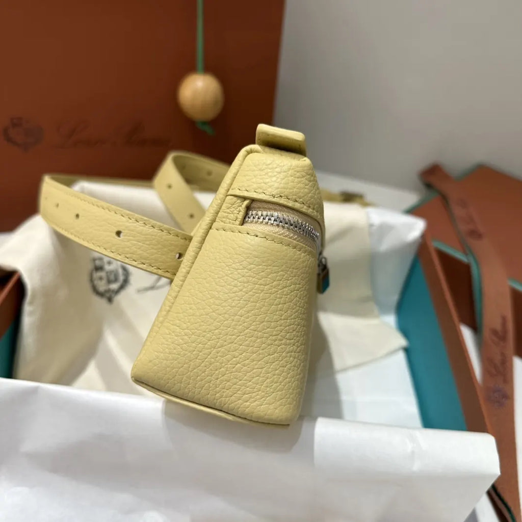 Loro Piana Pale Yellow Leather Belt Bag - Hình 4
