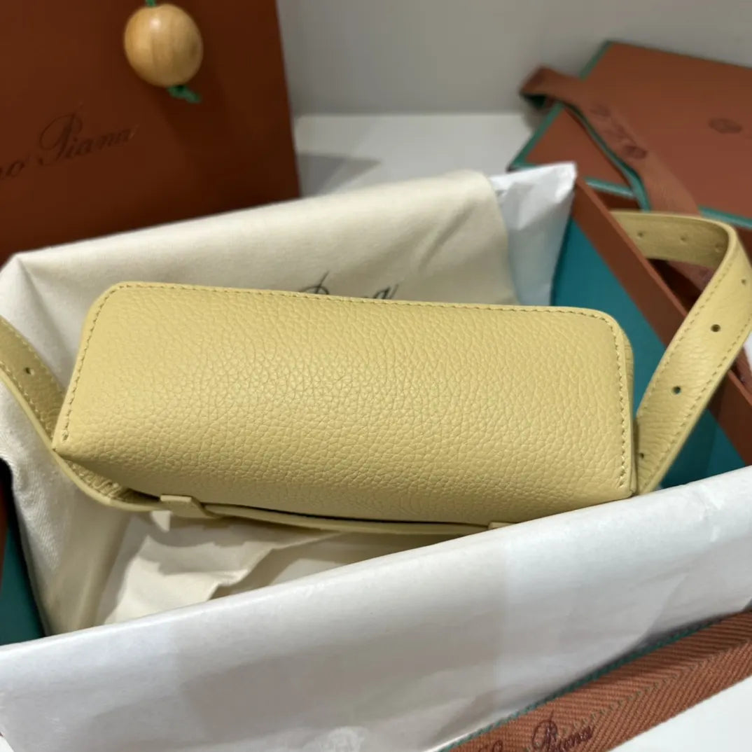 Loro Piana Pale Yellow Leather Belt Bag - Hình 8