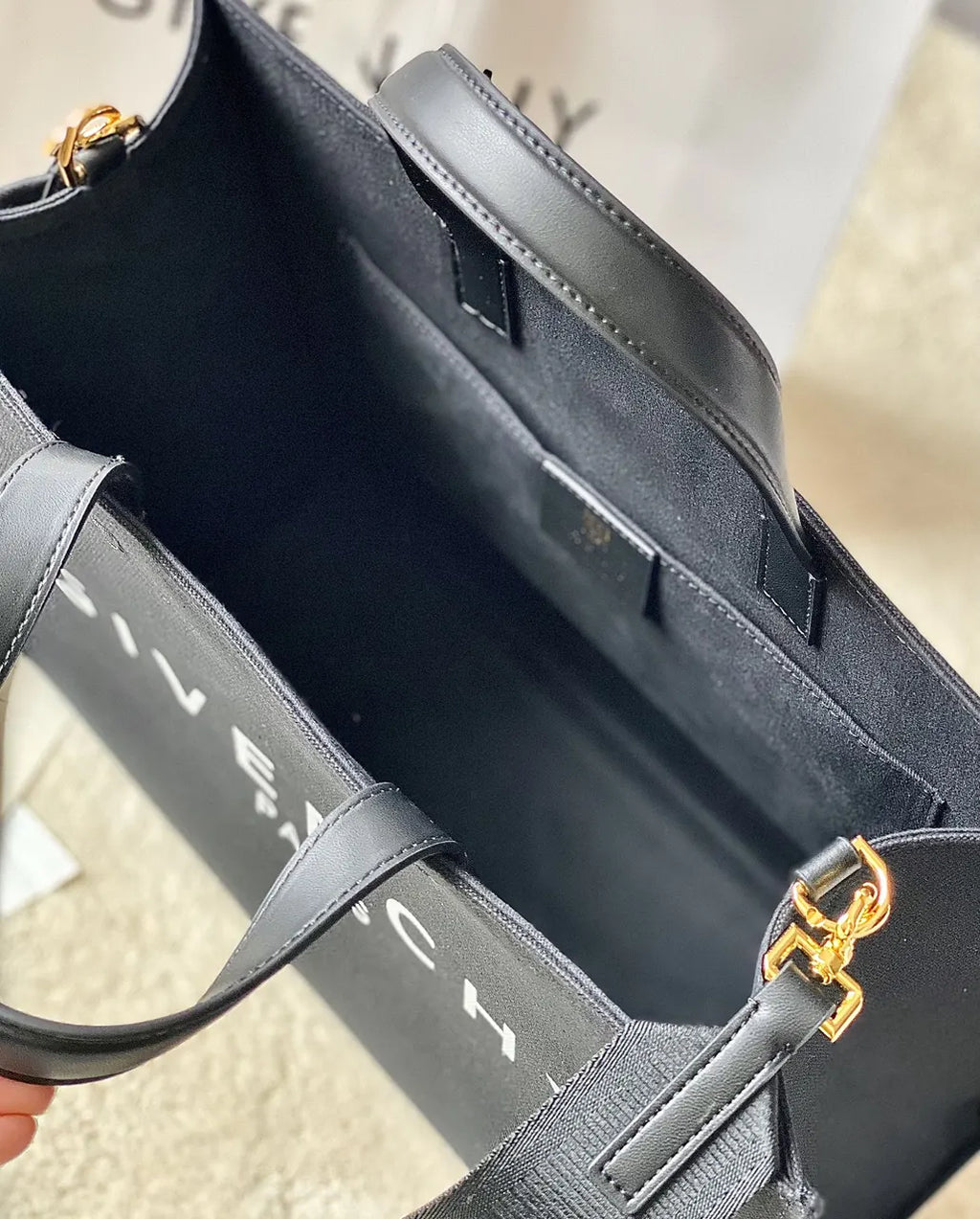 Givenchy Black Canvas Tote Bag - Hình 8