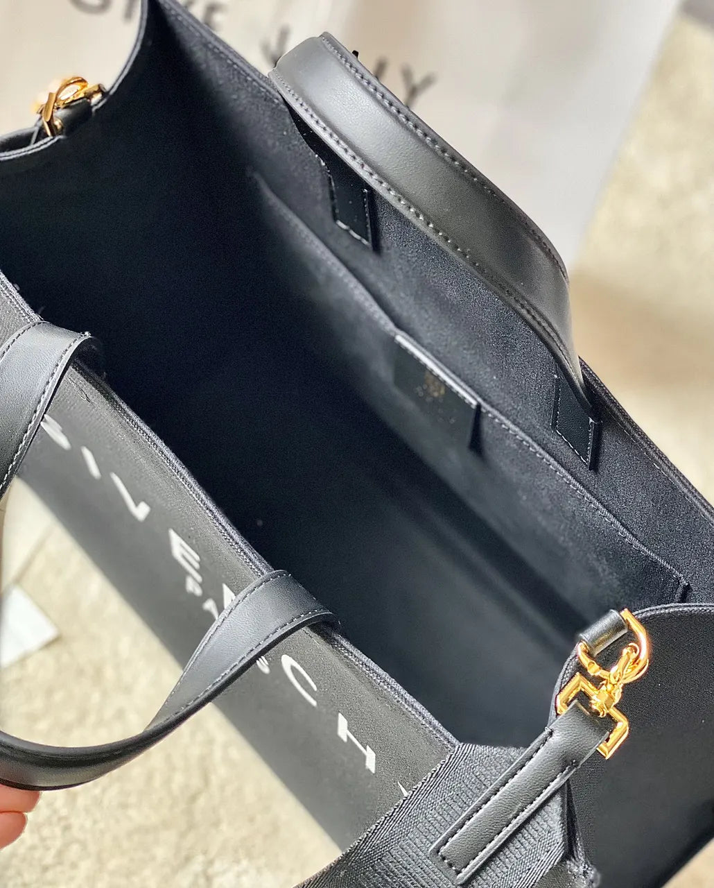 Givenchy Black Canvas Tote Bag - Hình 8