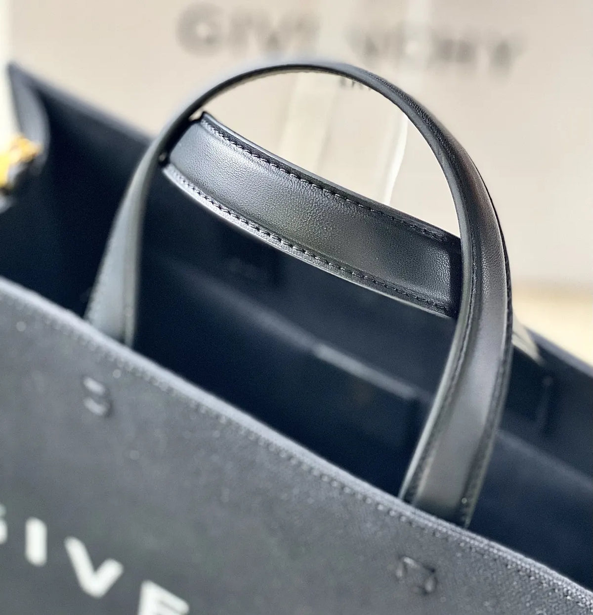 Givenchy Black Canvas Tote Bag - Hình 7