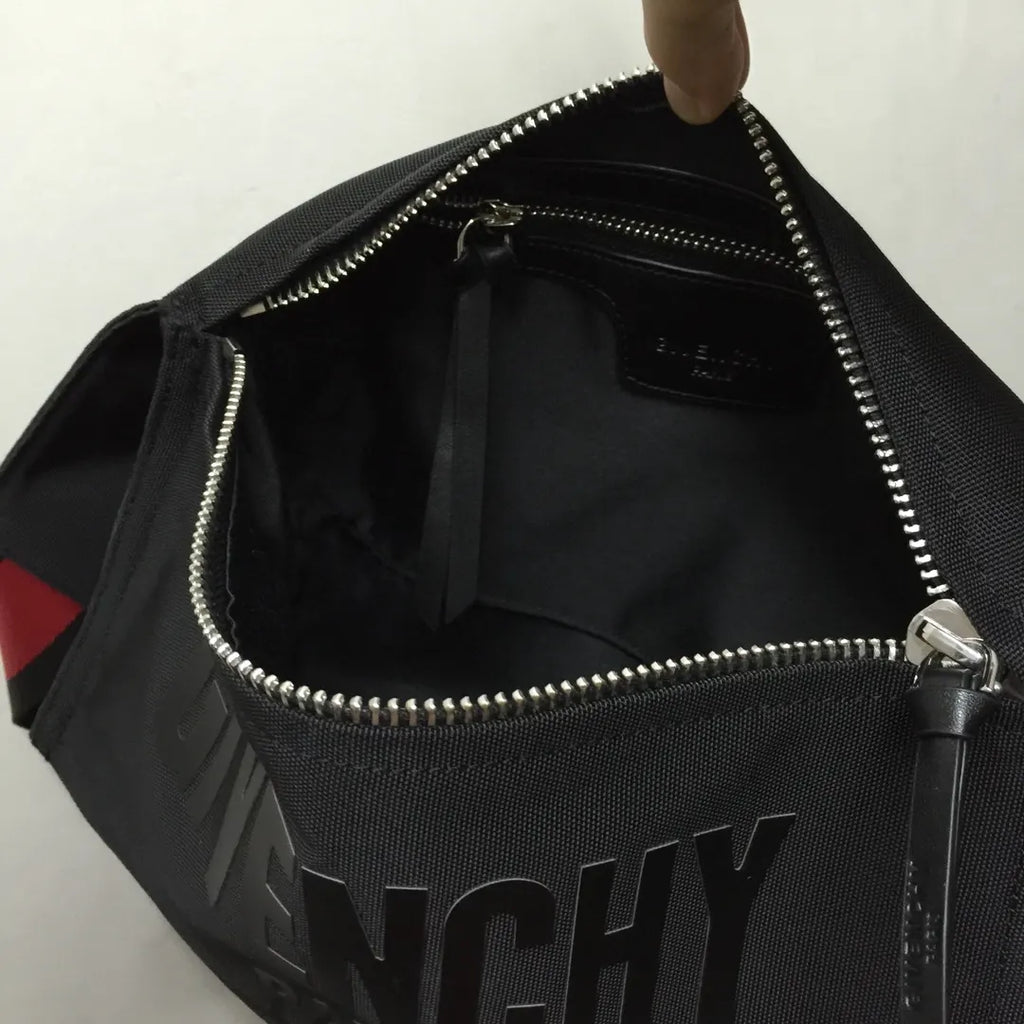 Givenchy Black Canvas Belt Bag - Hình 8