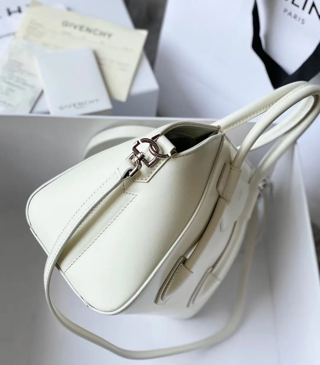 Givenchy Ivory Leather Satchel - Hình 3