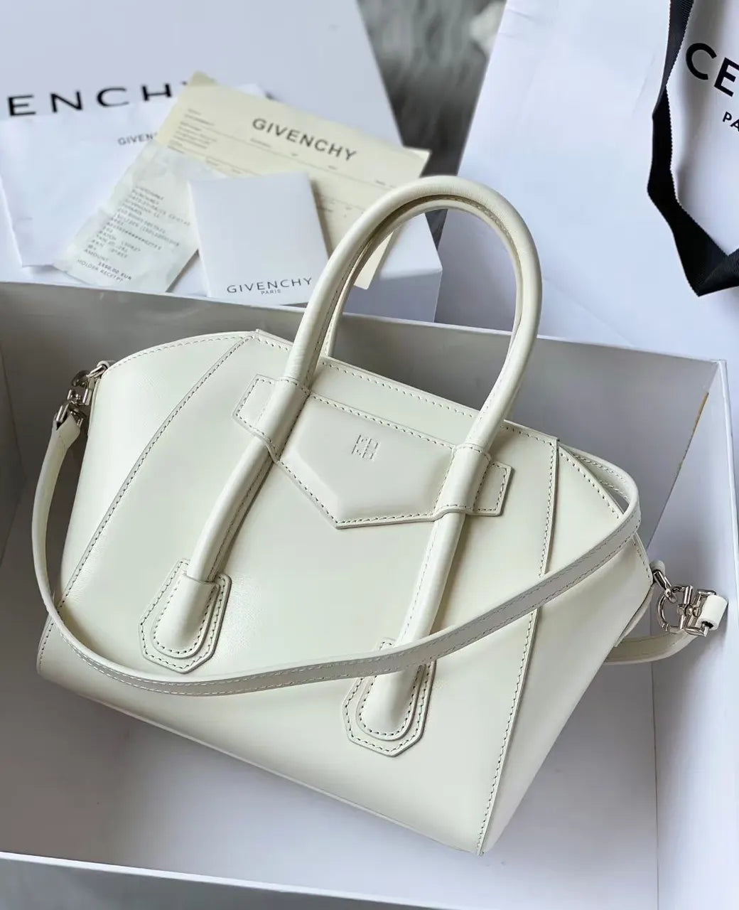 Givenchy Ivory Leather Satchel - Hình 2