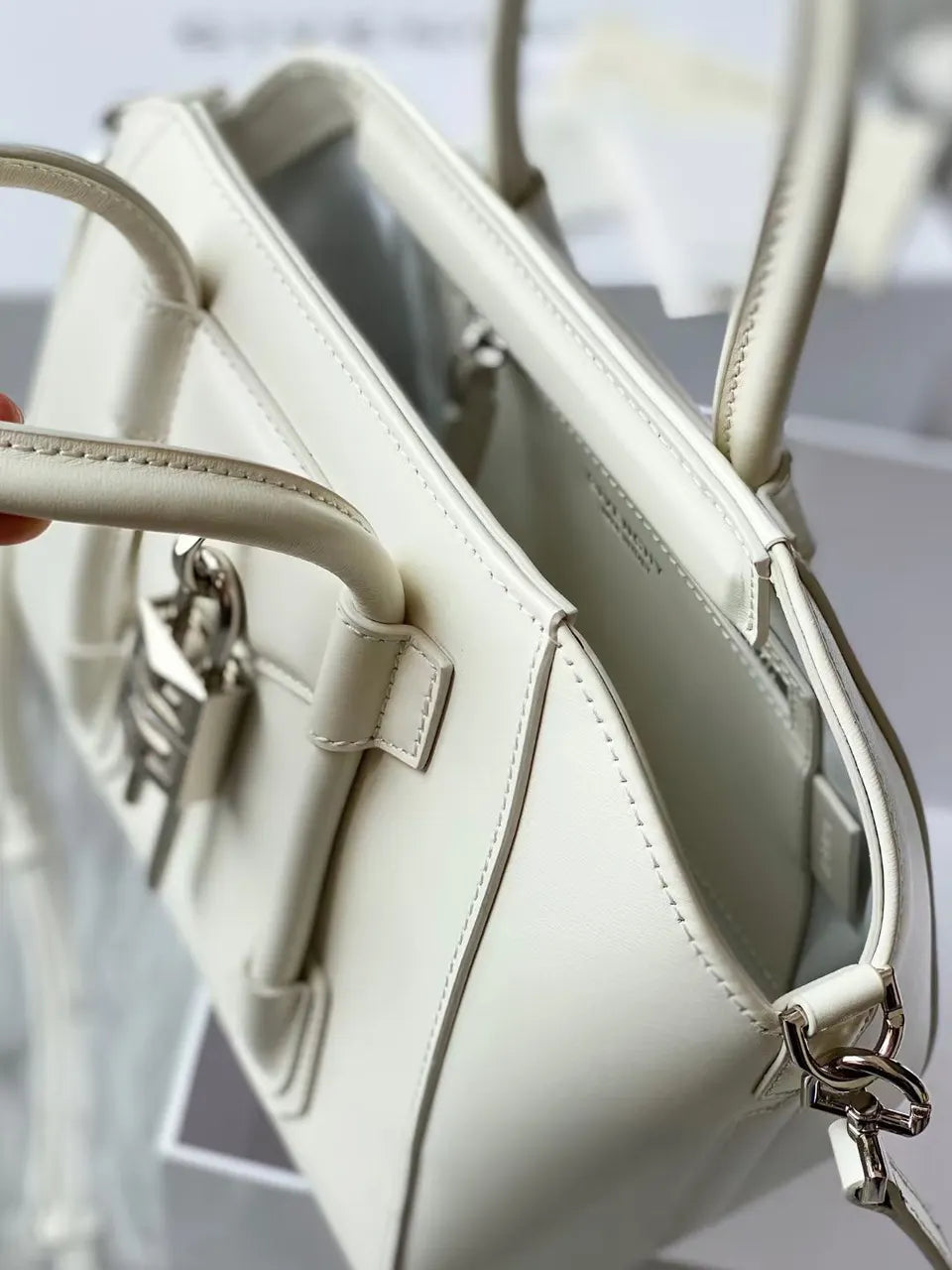 Givenchy Ivory Leather Satchel - Hình 5