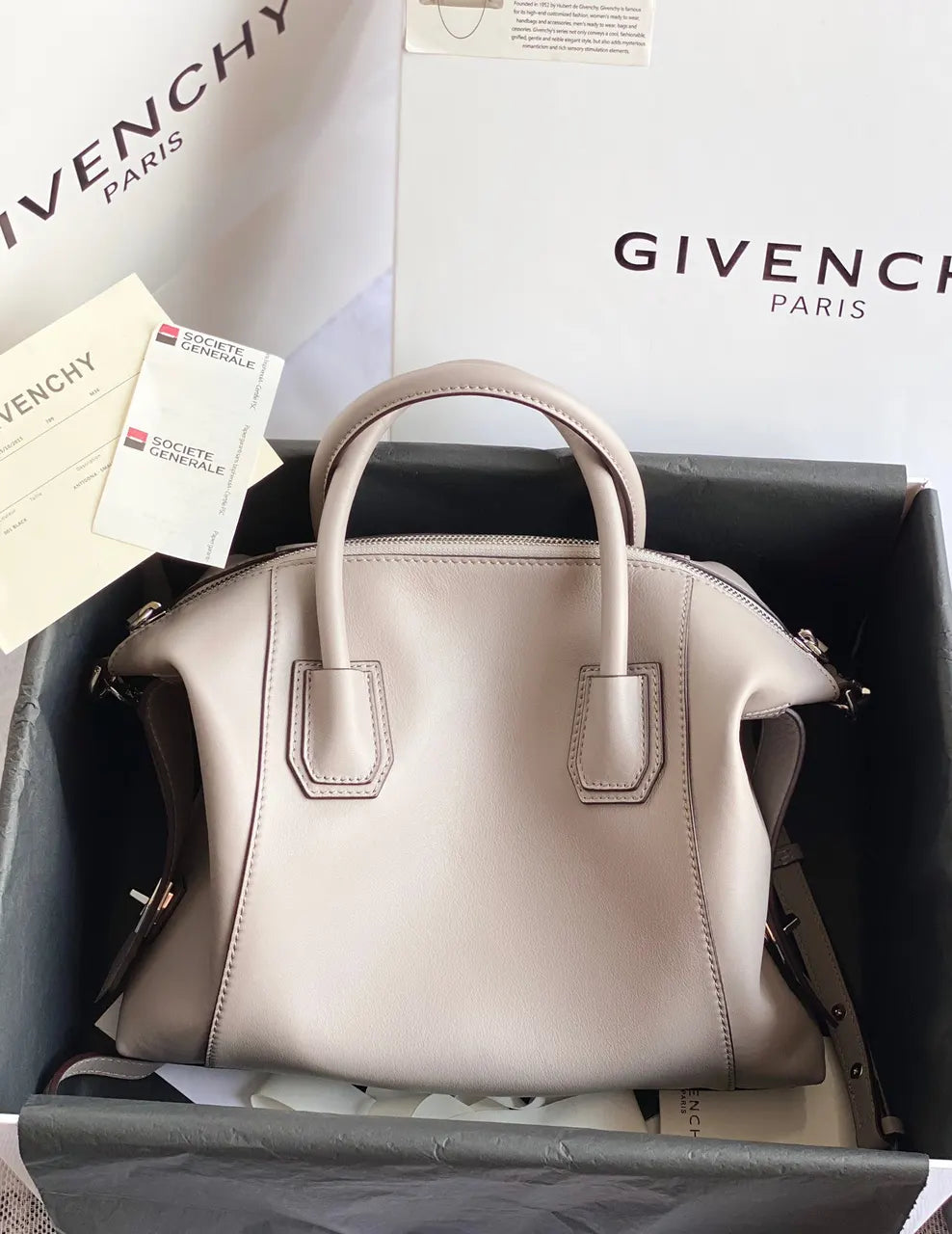 Givenchy Light Gray Satchel - Hình 2