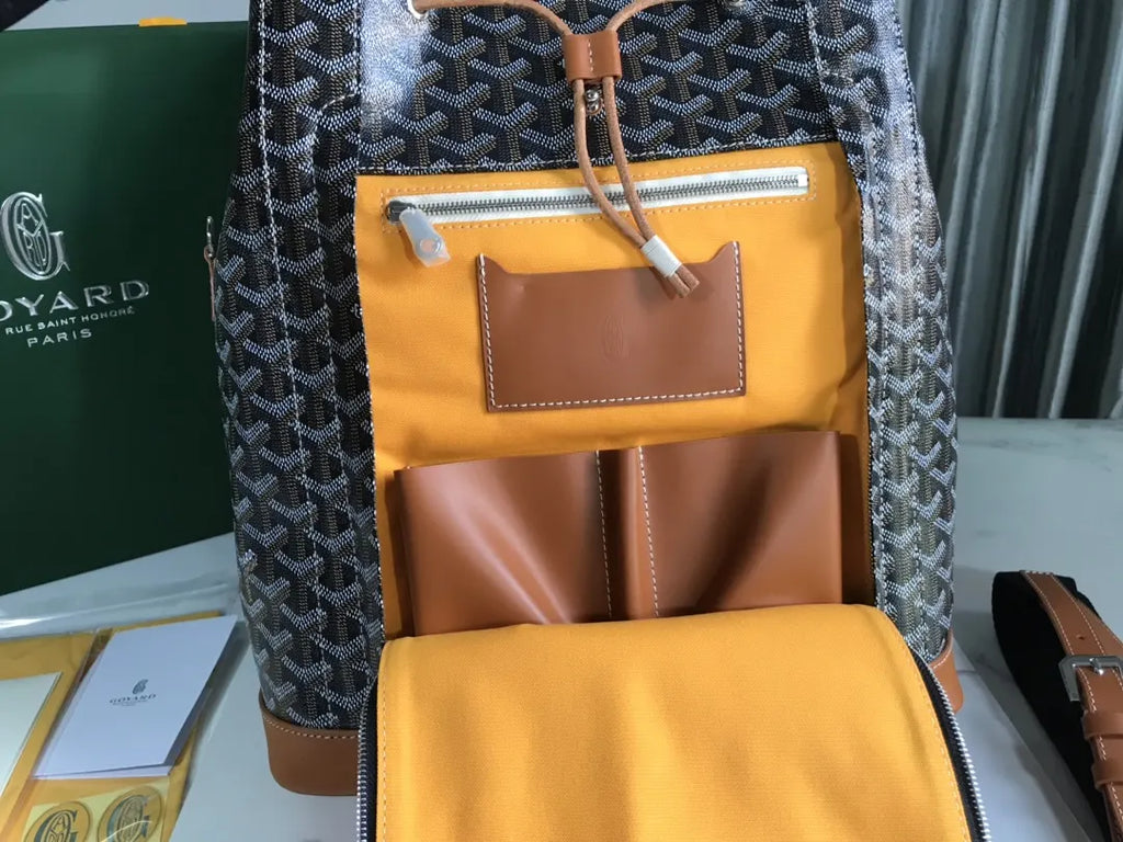 Goyard Brown Leather Backpack - Hình 6