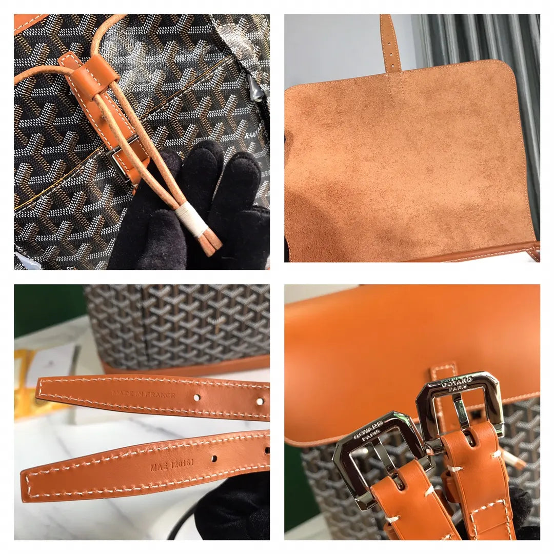 Goyard Brown Leather Backpack - Hình 9