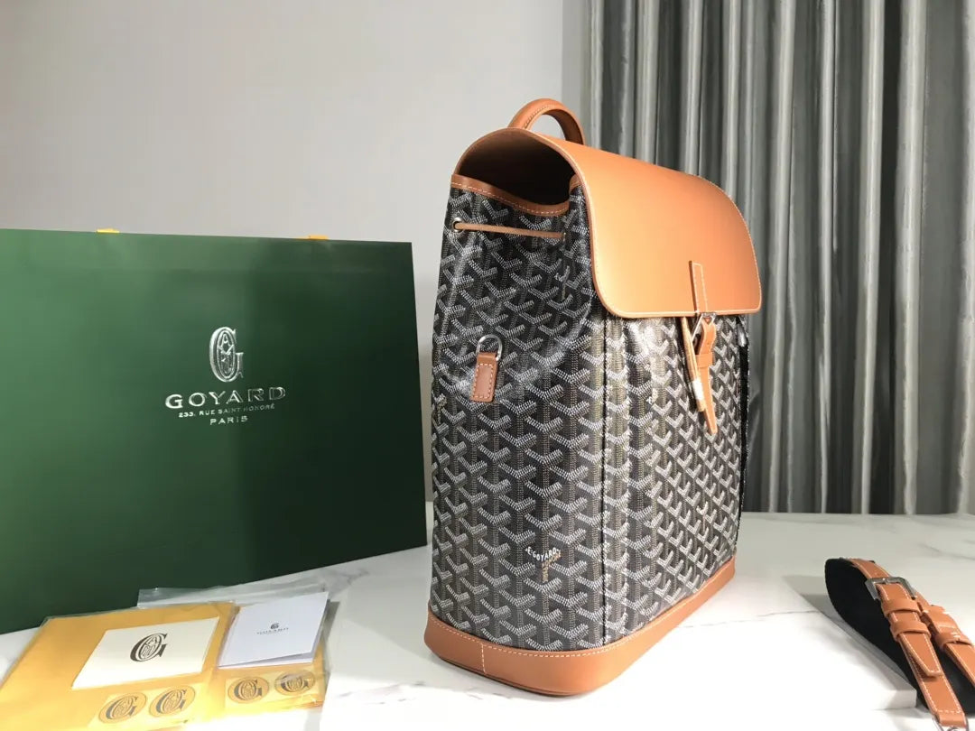 Goyard Brown Leather Backpack - Hình 2