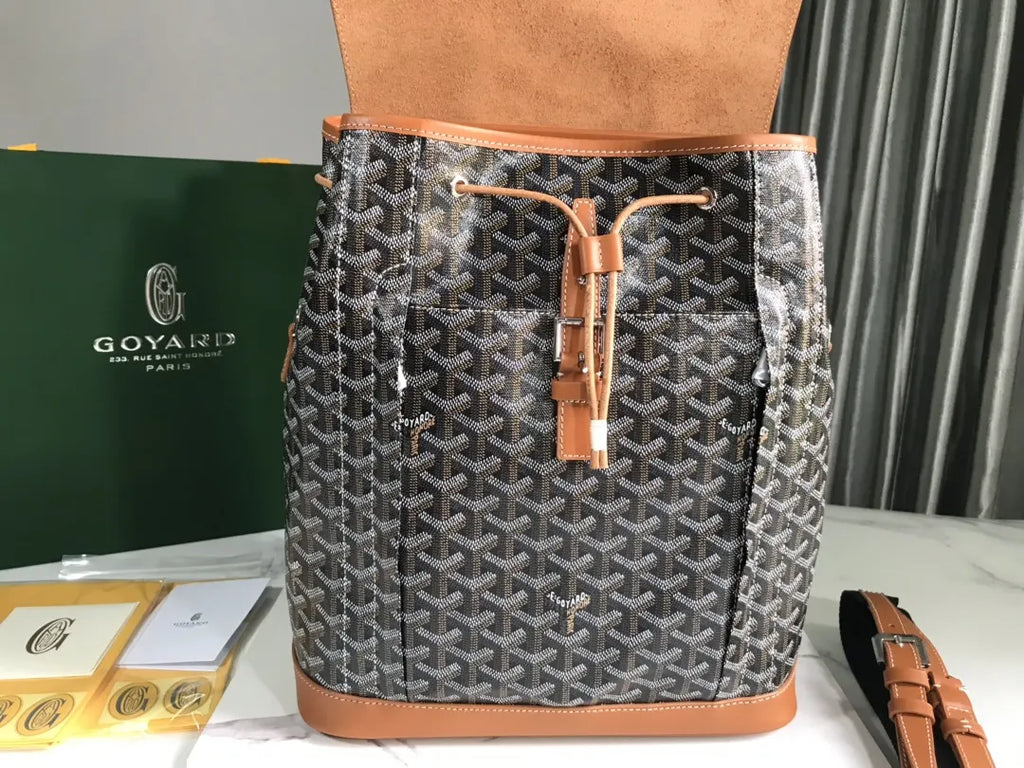 Goyard Brown Leather Backpack - Hình 5
