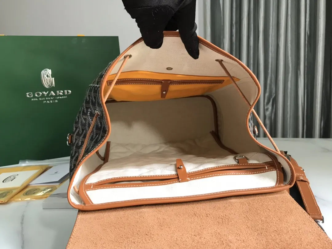 Goyard Brown Leather Backpack - Hình 7