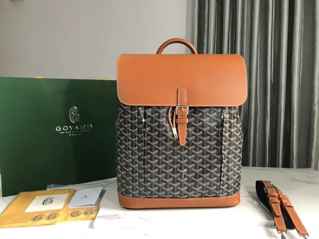 Goyard Brown Leather Backpack
