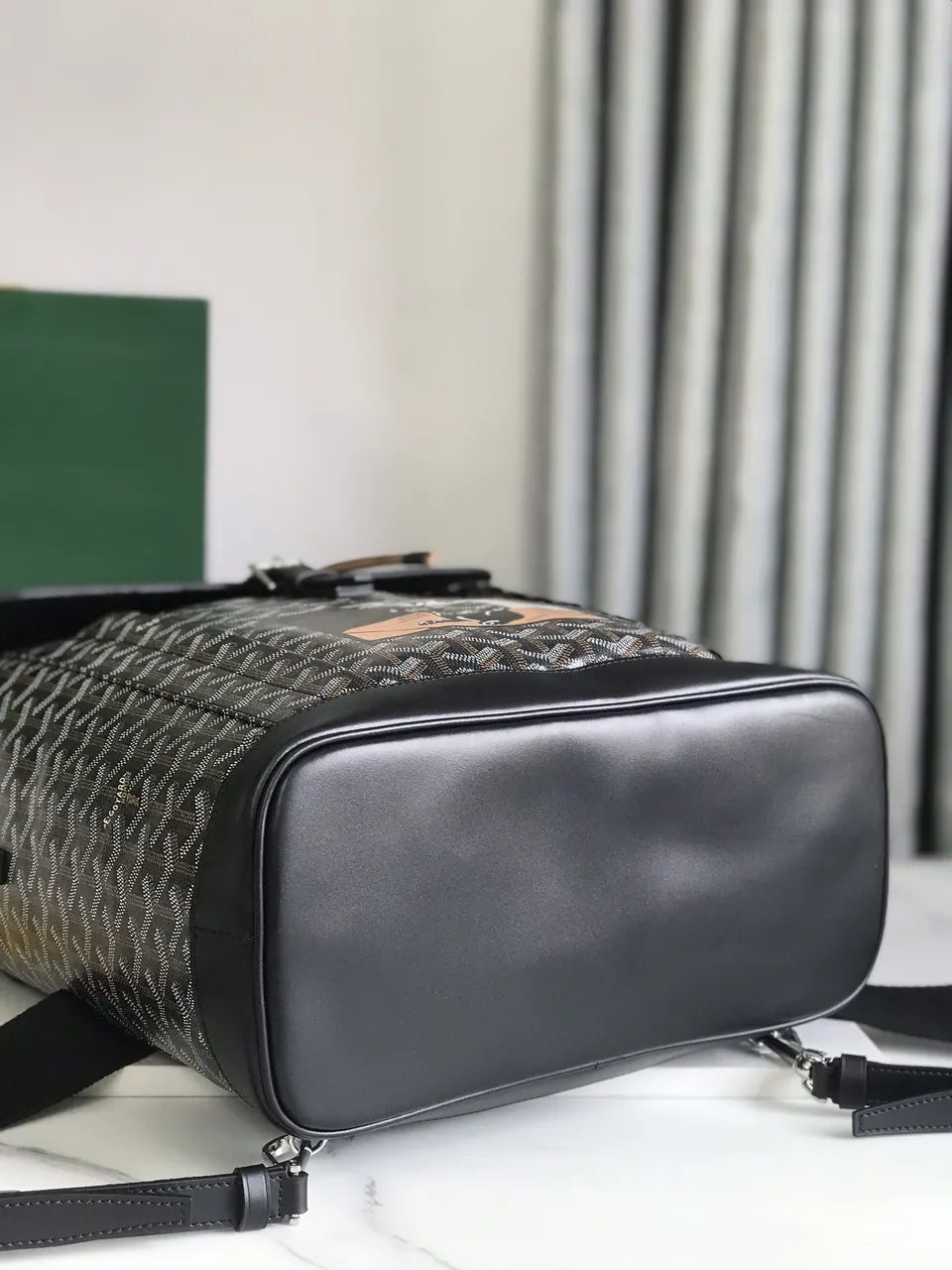 limited Goyard Black Goyardine Backpack - Hình 7