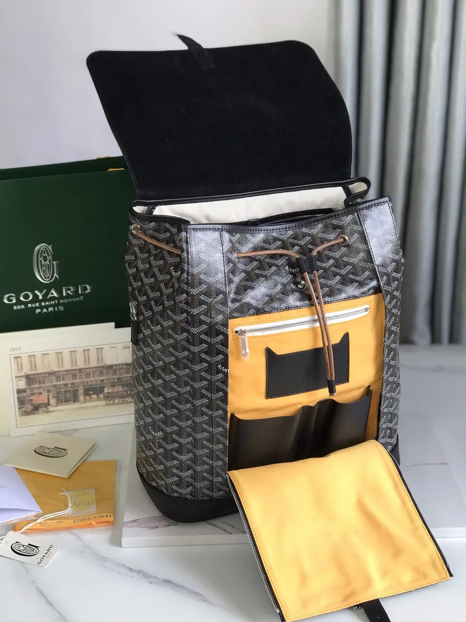 limited Goyard Black Goyardine Backpack - Hình 8