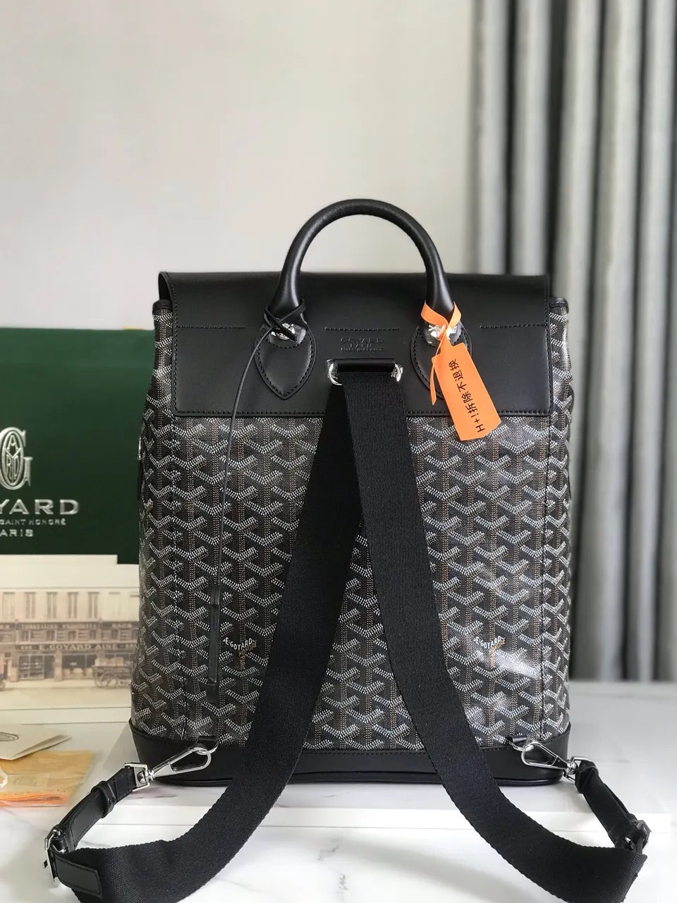 limited Goyard Black Goyardine Backpack - Hình 3