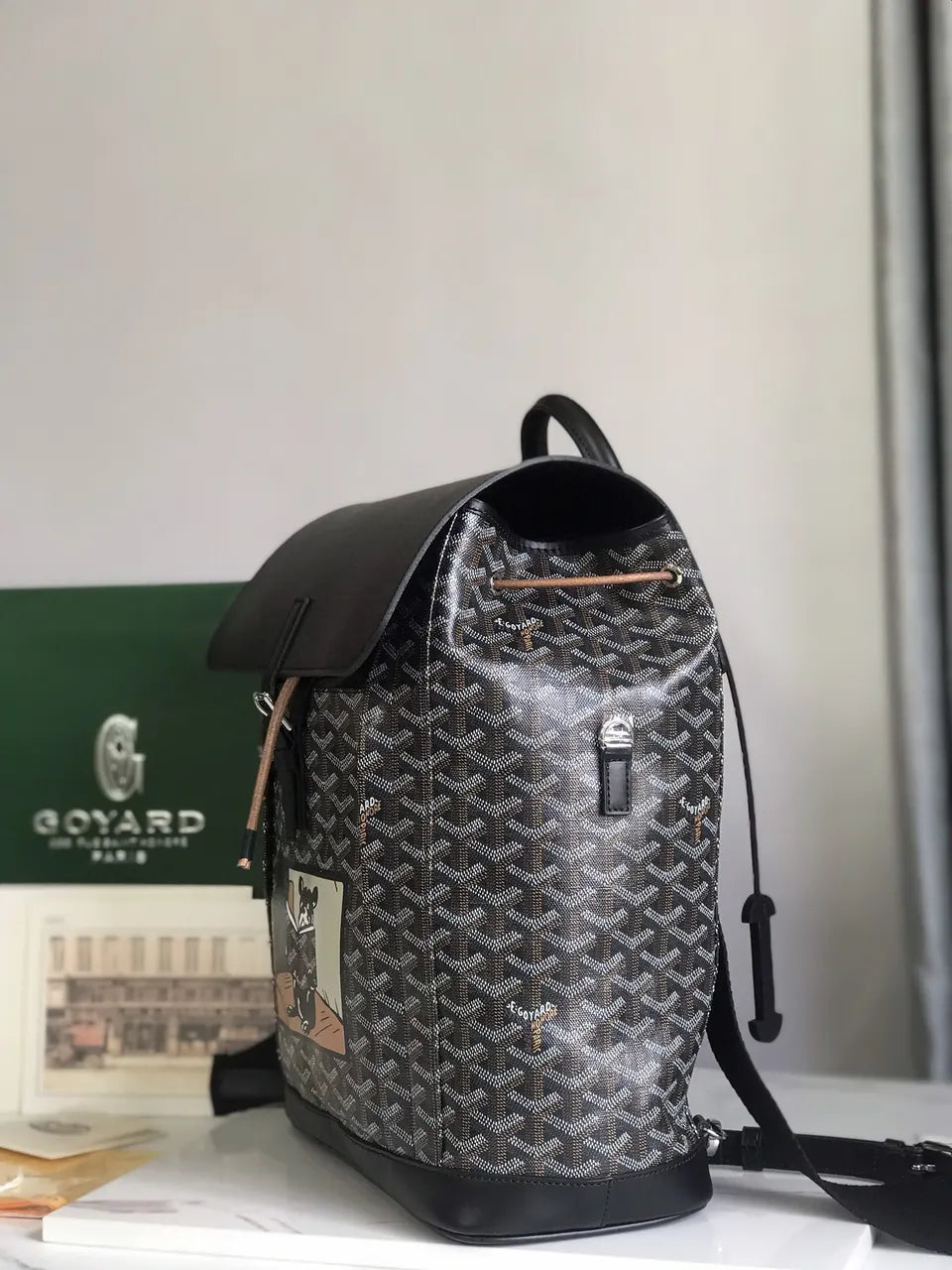 limited Goyard Black Goyardine Backpack - Hình 2