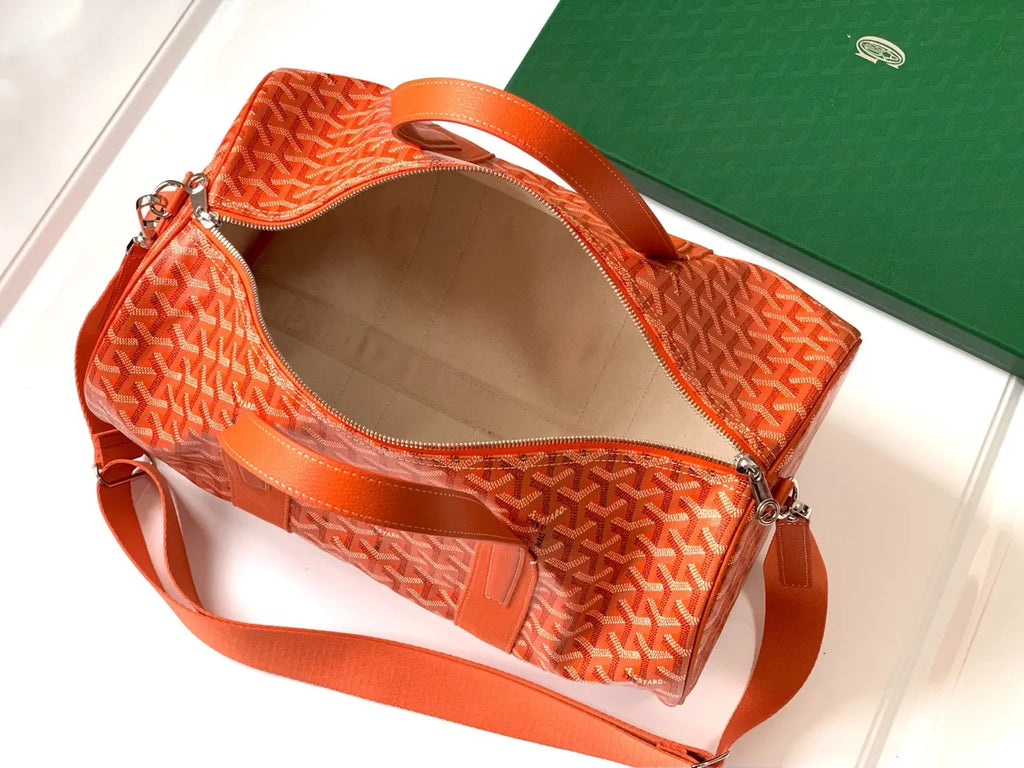 travel Goyard Orange Goyardine Duffle - Hình 8