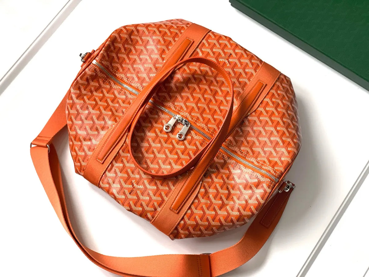 travel Goyard Orange Goyardine Duffle - Hình 5