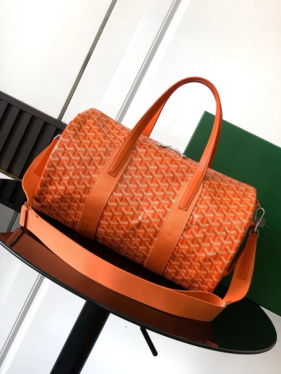travel Goyard Orange Goyardine Duffle - Hình 3