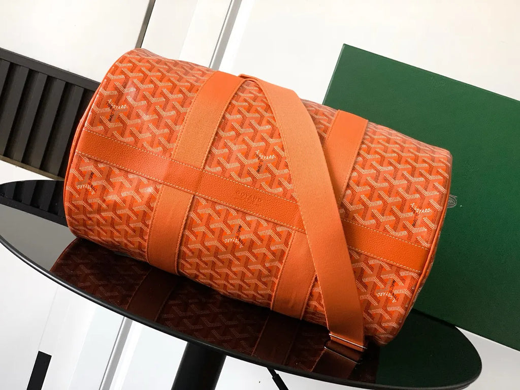 travel Goyard Orange Goyardine Duffle - Hình 4