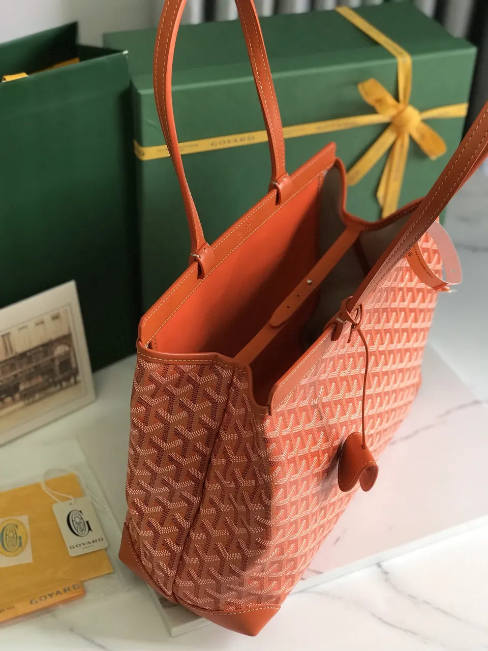 Goyard Orange Anjou Tote - Hình 5