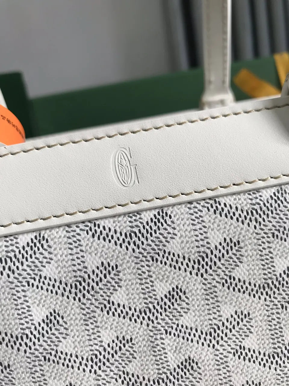 leather Goyard White Goyardine Tote - Hình 6