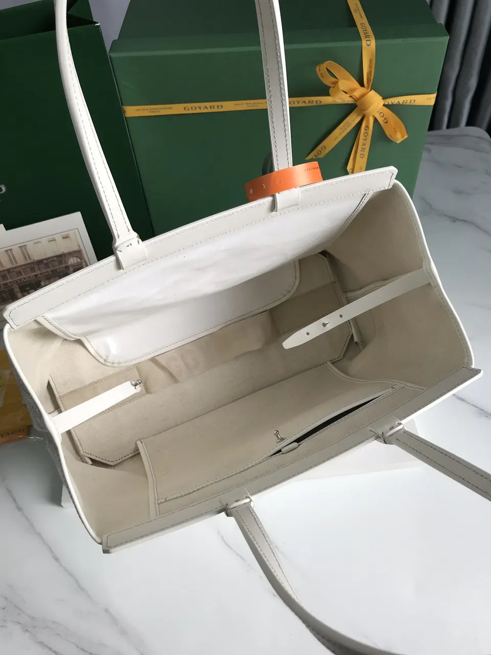 leather Goyard White Goyardine Tote - Hình 8