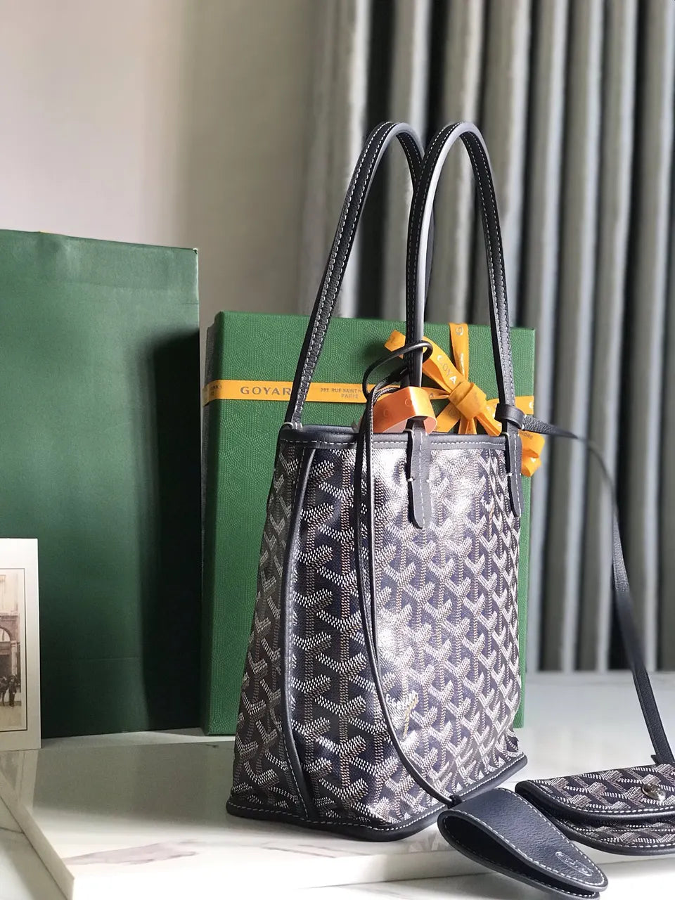Goyard Navy Blue Anjou Mini - Hình 2