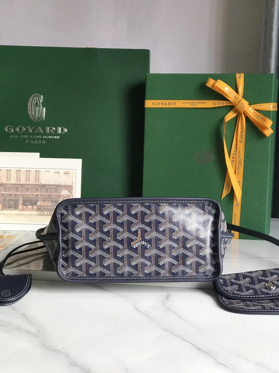 Goyard Navy Blue Anjou Mini - Hình 4