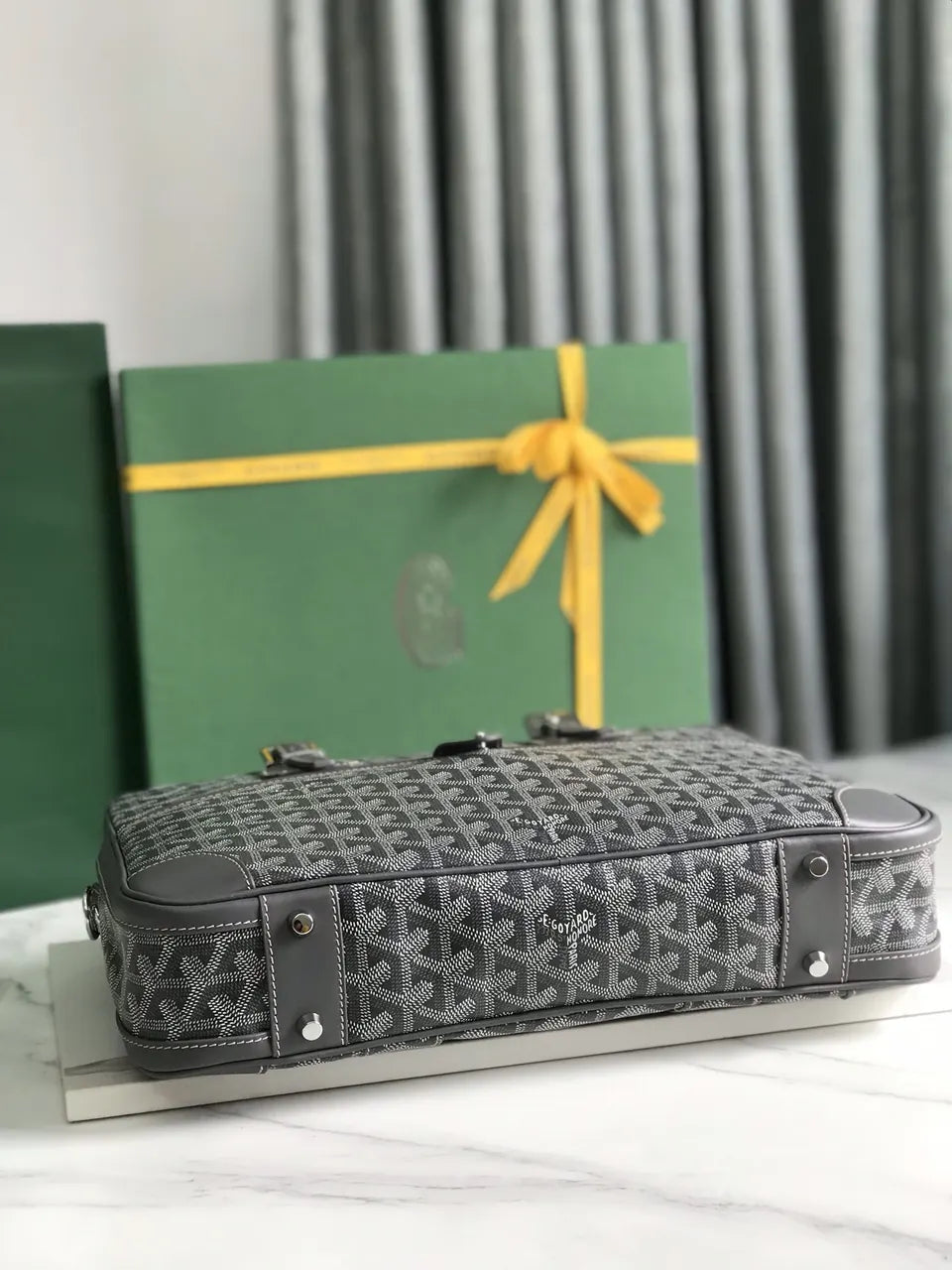 Goyard Grey Voltaire Briefcase - Hình 7