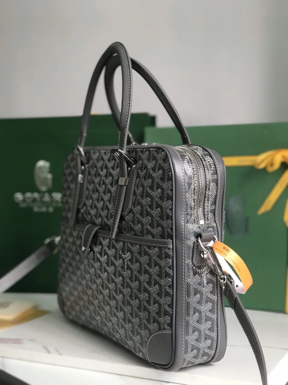 Goyard Grey Voltaire Briefcase - Hình 2