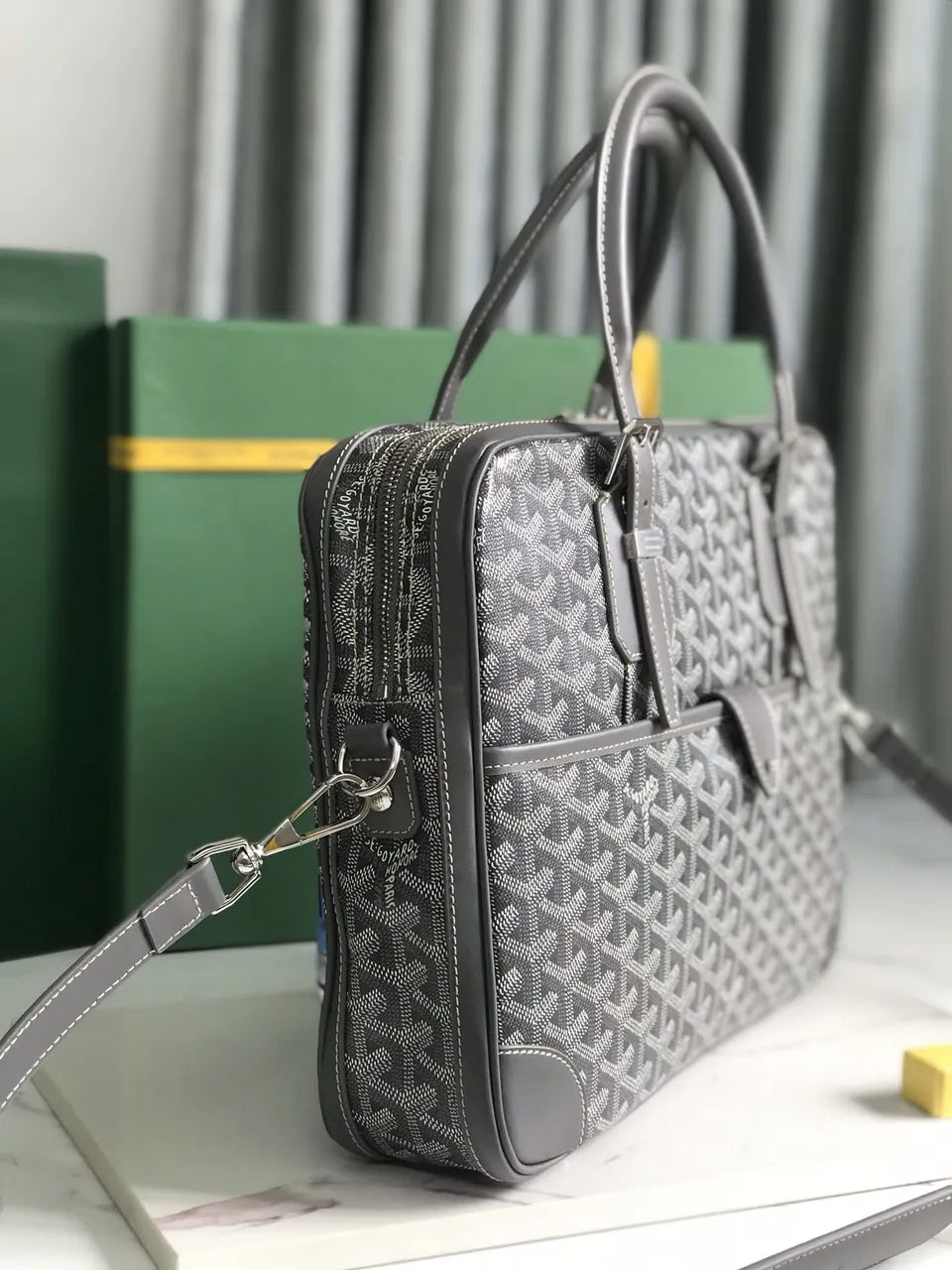 Goyard Grey Voltaire Briefcase - Hình 8