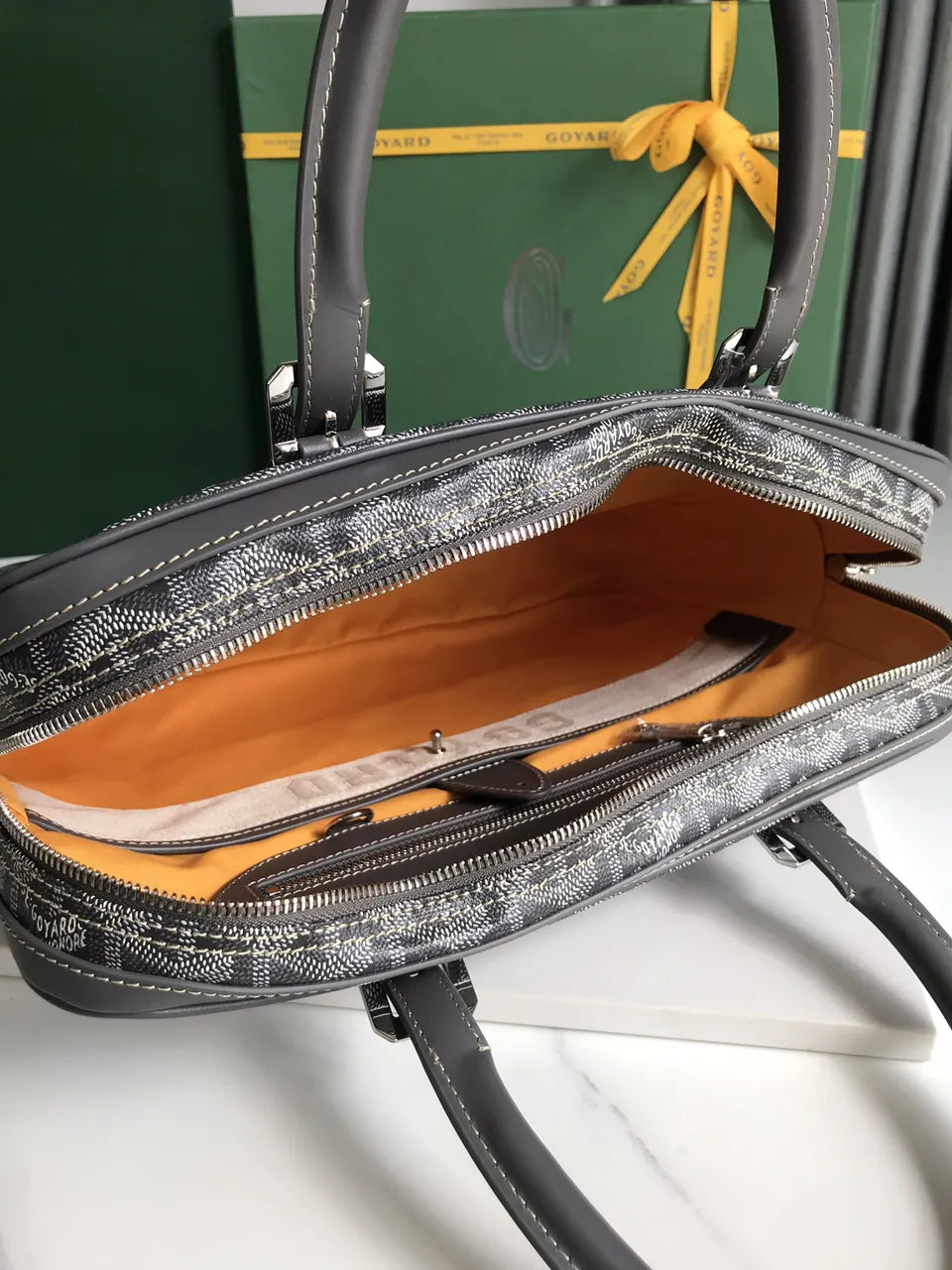 Goyard Grey Voltaire Briefcase - Hình 9