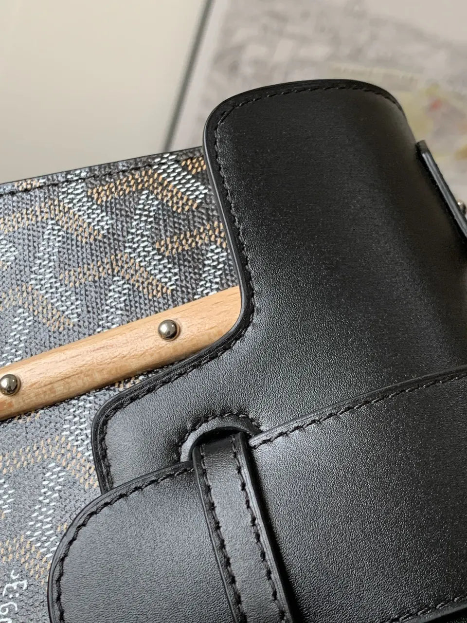 signature Goyard Black Saigon Top Handle - Hình 4