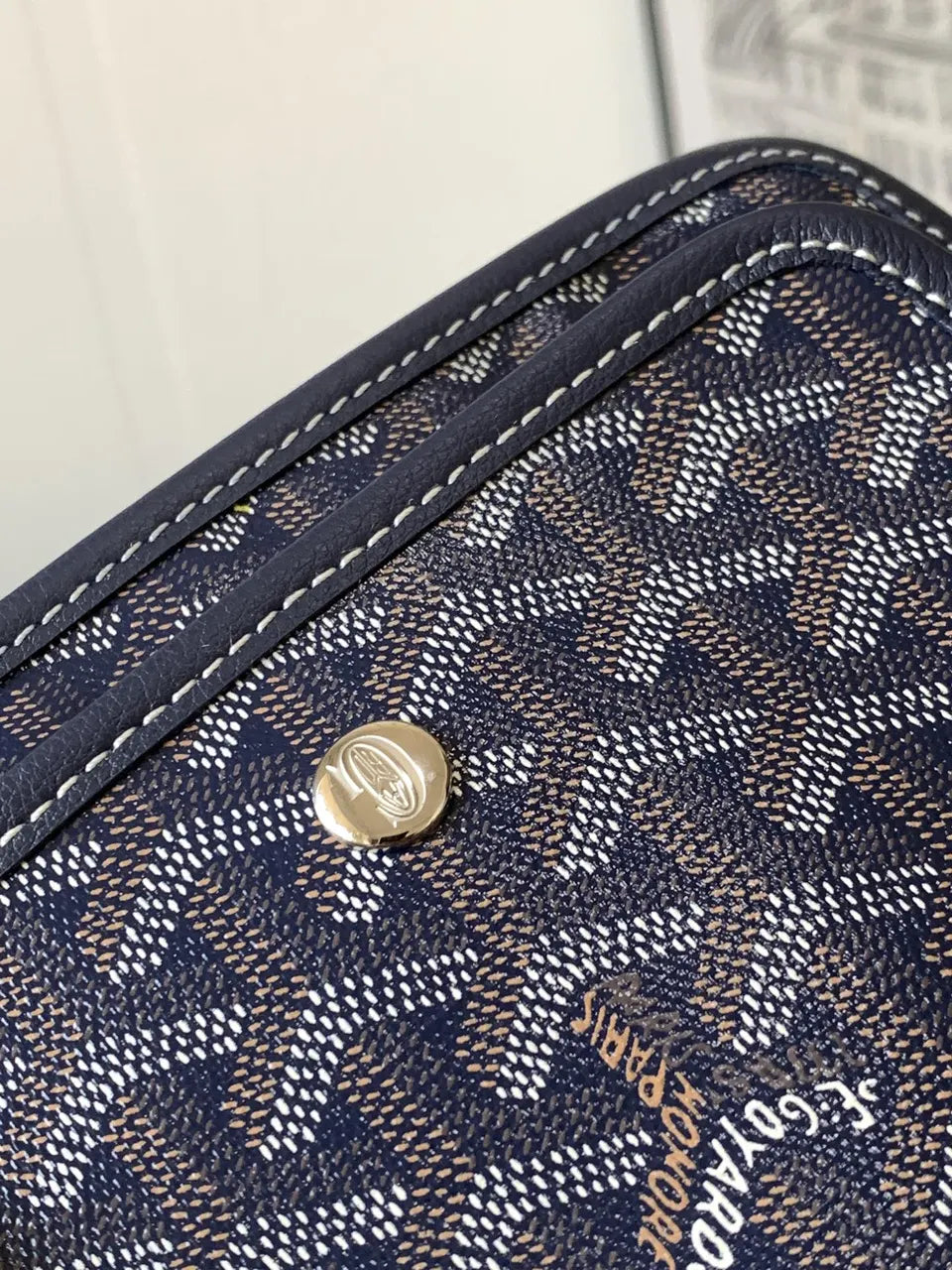 Goyard Navy Blue Flap Bag - Hình 3