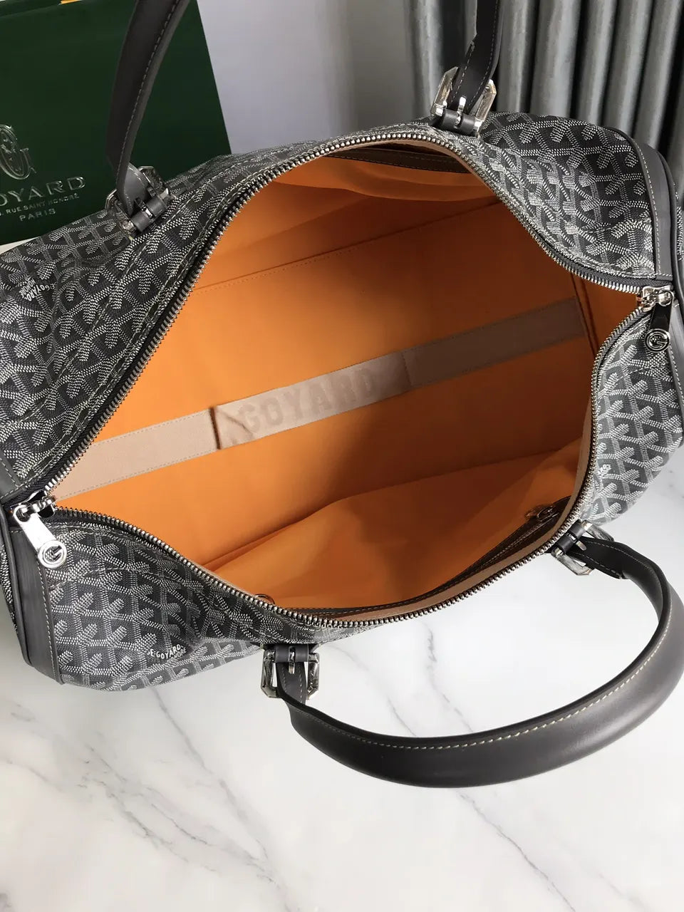 Goyard Grey Goyardine Boston Bag - Hình 7